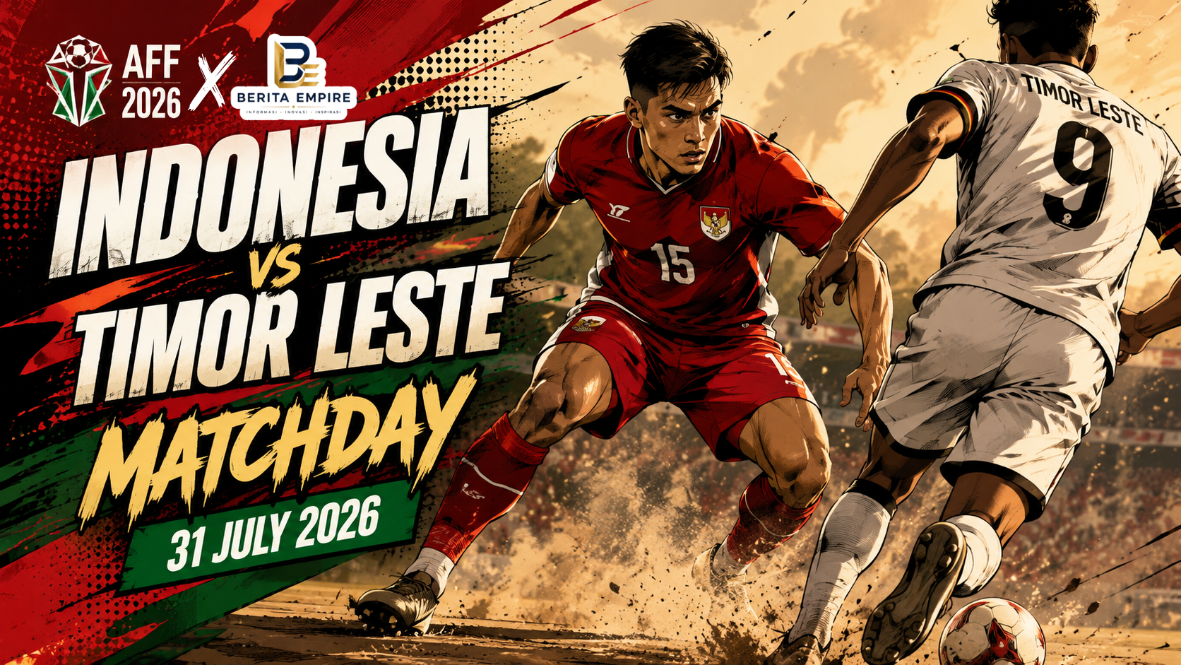 Indonesia vs Timor Leste di Stadion Chonburi pada laga kedua Grup A Piala AFF 2026