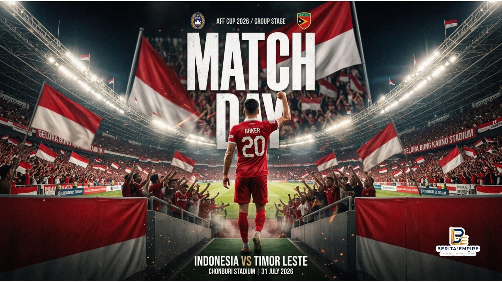 Timnas Indonesia vs Timor Leste di Stadion Chonburi pada Piala AFF 2026